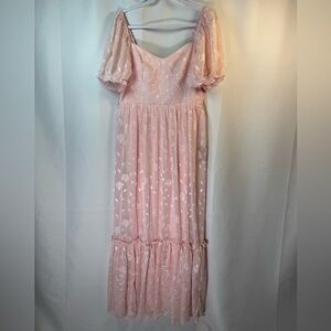 Lulus Phenomenal Pink Floral Burnout Bustier Maxi Dress XL